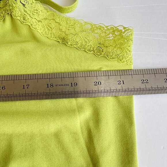 Fashion Bug Tank Top Cami Womens 1X Lace Trim Adjustable Straps Chartreuse Y2K - Picture 9 of 11